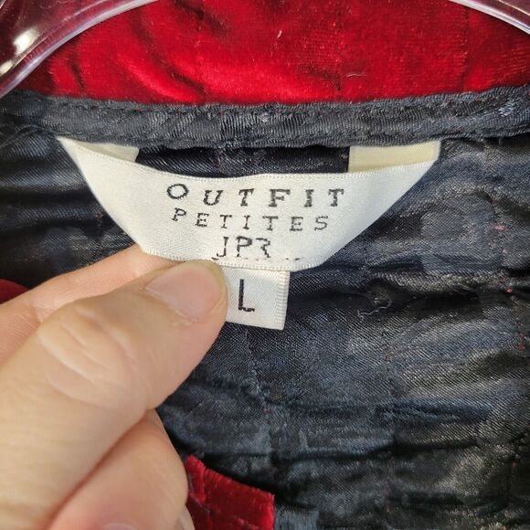 john paul richard womens velevt quilted jacket wine red size large button front - Picture 2 of 10
